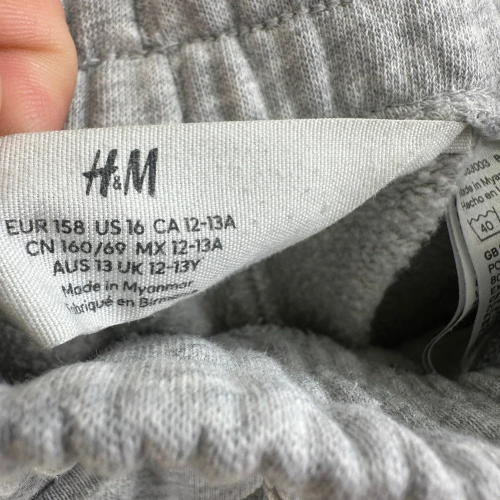 H&M Cargo Shorts Boys Size 16 Grey Sweatshorts Drawstring Casual Comfort